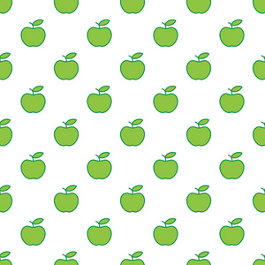 矢量无缝图案与绿色苹果。 苹果背景。