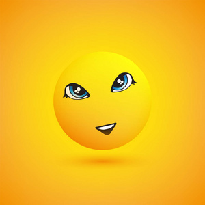 微笑表情符号简单闪亮快乐表情符号黄色背景矢量设计