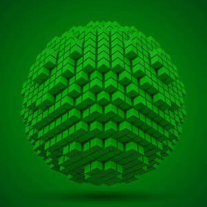 用绿色立方体制成.3d 像素样式矢量插图照片