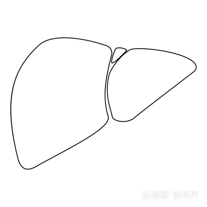 肝脏黑色图标矢量插图