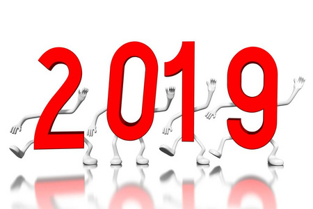 2019年新年概念卡通人物