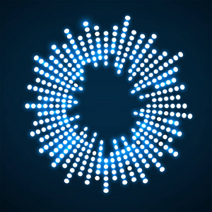 矢量标志老式留声机涂鸦风格圆形均衡器, 白色背景上的声波符号在