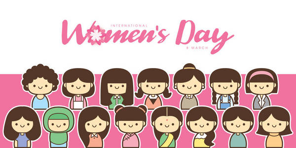 s Day vector illustration with diverse group of women of differe