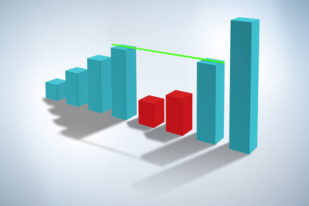 显示增长的条形图3d 渲染