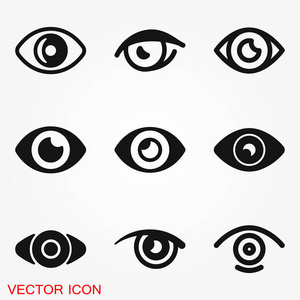 眼矢量图标矢量最佳平面图标标志插图矢量符号设计