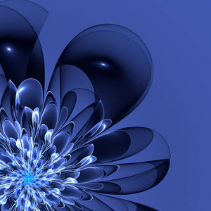 分形设计中美丽的蓝色花朵。 创造性设计艺术和娱乐的艺术品。