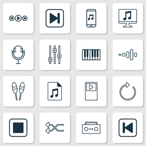音乐图标设置与音乐设备洗牌停止音乐和Oth。