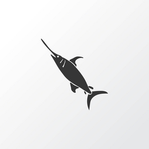 箭鱼图标符号。时尚风格的优质隔离马林鱼元素