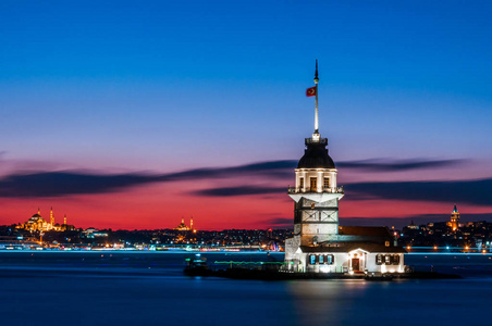 s Tower with sunset sky in Istanbul, Turkey KIZ KULESI  USKUDA