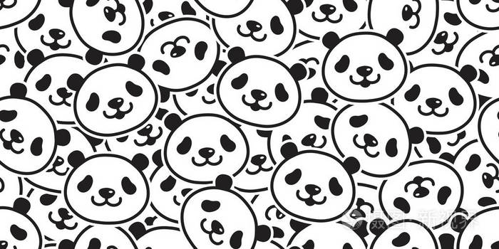 熊无缝图案熊猫矢量北极熊竹泰迪围巾隔离瓷砖背景卡通重复壁纸涂鸦