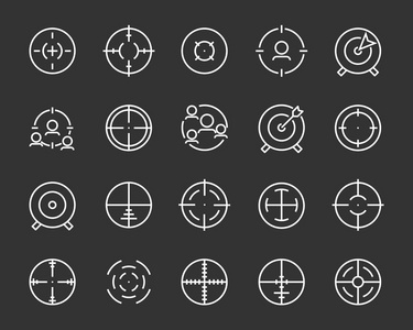 瞄准图标一组目标线图标,如瞄准,狩猎,精准照片