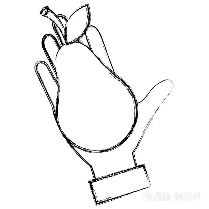手与新鲜的梨插画-正版商用图片17j4wq-摄图新视界