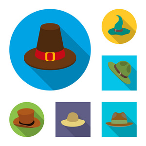 帽子和帽子徽标的矢量设计。网络的帽子和模型股票符号集