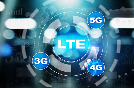 虚拟屏幕上的 Lte 波段移动互联网和电信技术概念