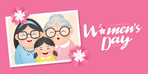 s Day vector illustration with diverse group of women of differe