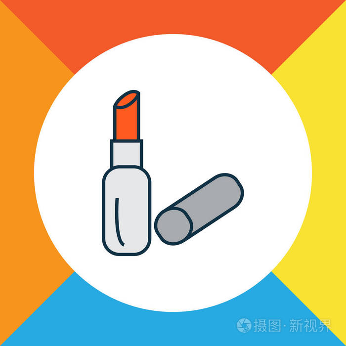 口红图标彩色线条符号.时尚风格的优质隔离浮雕元素