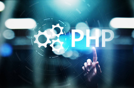 Php Web 开发和编码互联网与虚拟屏幕上的技术概念