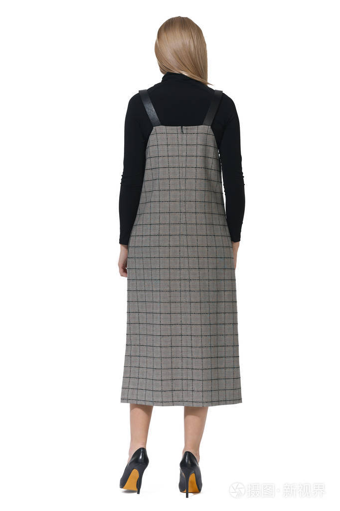 高跟鞋,全身照片孤立的白色背面视图