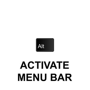 键盘快捷键激活菜单栏图标。 可用于网页标志，移动应用程序，UI，UX在白色背景