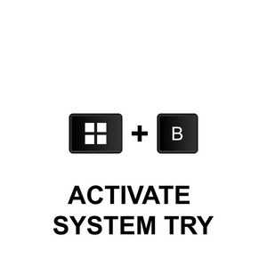 键盘快捷键激活系统尝试图标。 可用于网页标志，移动应用程序，UI，UX在白色背景