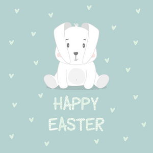 快乐复活节矢量打印。 复活节矢量插图与可爱的兔子。