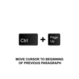 键盘快捷键将光标移动到前一段图标的开头。 可用于网页标志，移动应用程序，UI，UX在白色背景