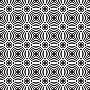 黑白圆圈。 无缝抽象几何图案。 矢量图。