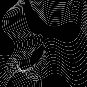 抽象条纹背景。 薄波浪纹。 黑白矢量插图。