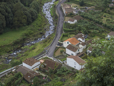 小村 faial da terra 的鸟图, 有层叠的河流, 圣米格尔, 亚速尔