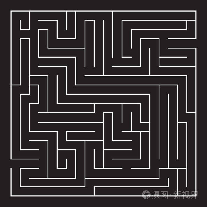 迷宫迷宫入口和出口找到路黑白矢量插图