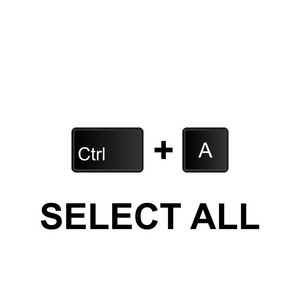 键盘快捷键选择所有图标。 可用于网页标志，移动应用程序，UI，UX在白色背景