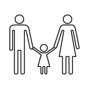 幸福的家庭。 父母和女儿。 父母和女儿。 图标。 矢量图。