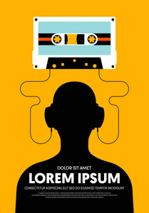 音乐海报设计模板背景现代复古风格。 可用于背景横幅小册子传单广告出版物矢量插图