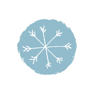 雪花手绘制蓝色图标标志模板。 冬季主题。 简单的画笔素描插图素描插图