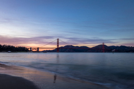 海滩和金门海滩日落旧金山加州美国