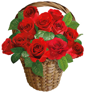 玫瑰花篮玫瑰花篮红色情人节爱情花美丽插图照片