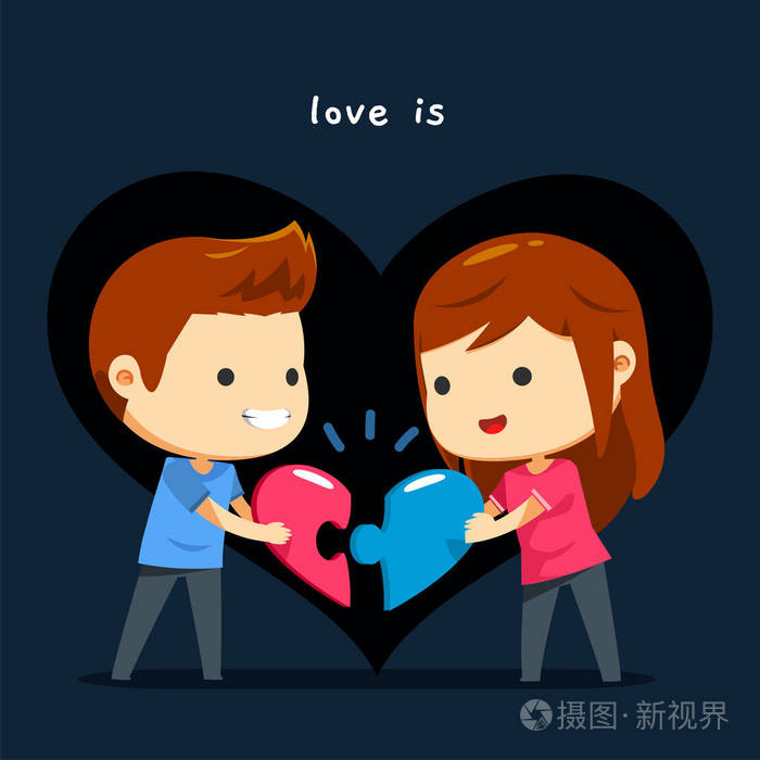 一对夫妇匹配他们的心脏拼图