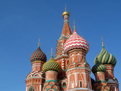 s Cathedral isolated on clear blue sky background. Russian archi