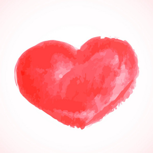 手画的红色心脏隔离在白色上。 水彩或丙烯酸绘画效果。 心脏矢量插图。 情人节贺卡。 易于编辑设计元素为您的艺术品