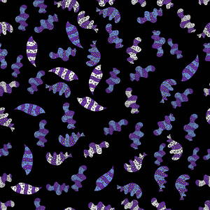 黑色紫色和蓝色的颜色。 无缝图案抽象，背景好。 包装纸的涂鸦图案。 矢量图。