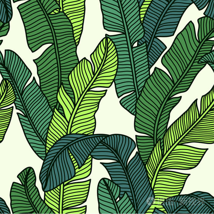 热带棕榈叶的无缝图案插画-正版商用图片17k7rc-摄图新视界