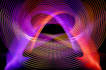 彩色蓝粉黄色橙色条纹的抽象背景. 几何美学的概念照片