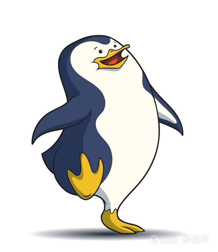 可爱的企鹅是步行卡通插图