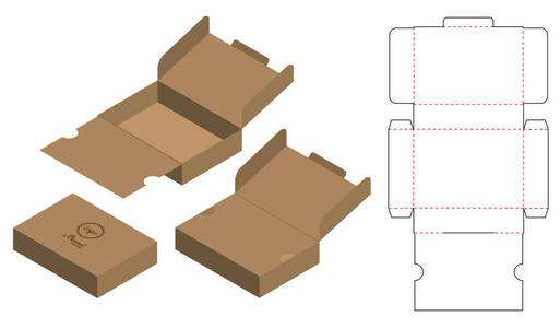 箱体包装模切模板设计。 3D模拟