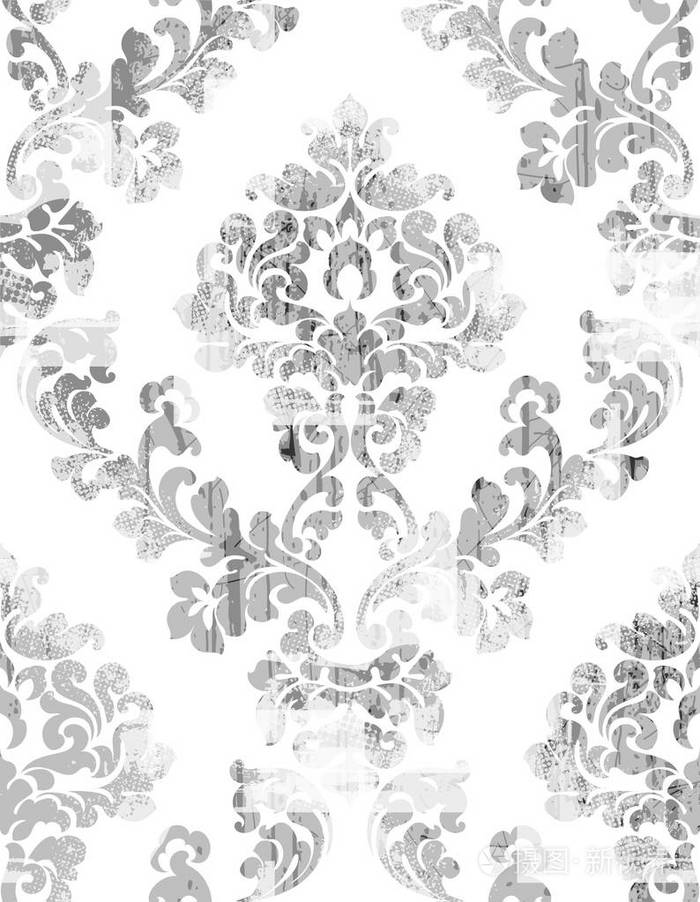 洛可可纹理图案向量.花卉装饰装饰旧效果.