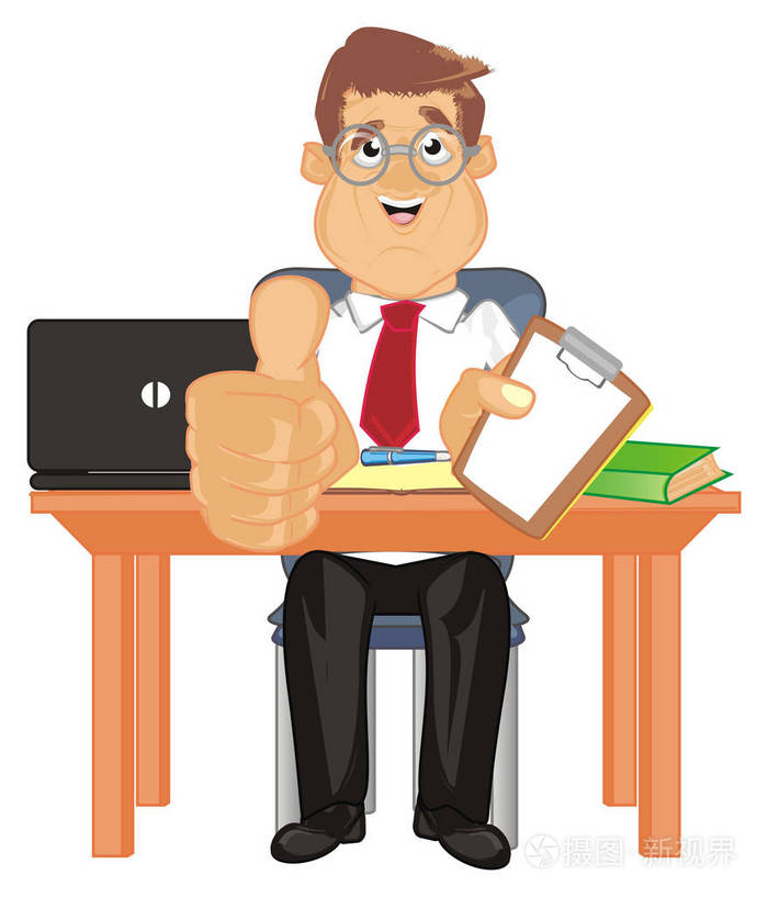 经理坐在办公室里做手势和笔记