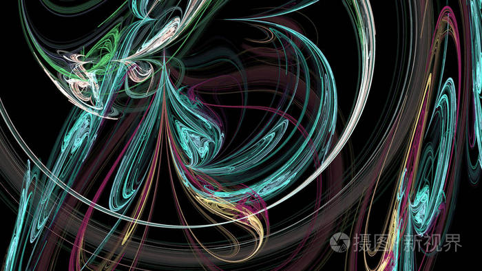 幻想混沌五颜六色的分形图案抽象的分形形状三维渲染插图背景或壁纸