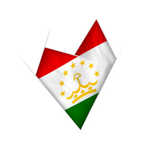 用塔吉克斯坦国旗勾勒出弯曲的心
