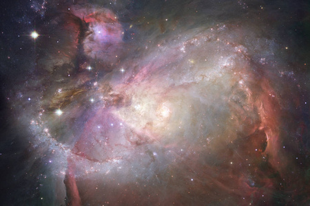 宇宙充满了恒星星云和星系。 宇宙艺术科幻壁纸。 由美国宇航局提供的这幅图像的元素