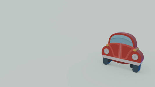 灰色背景隔离的旧红车3D图标